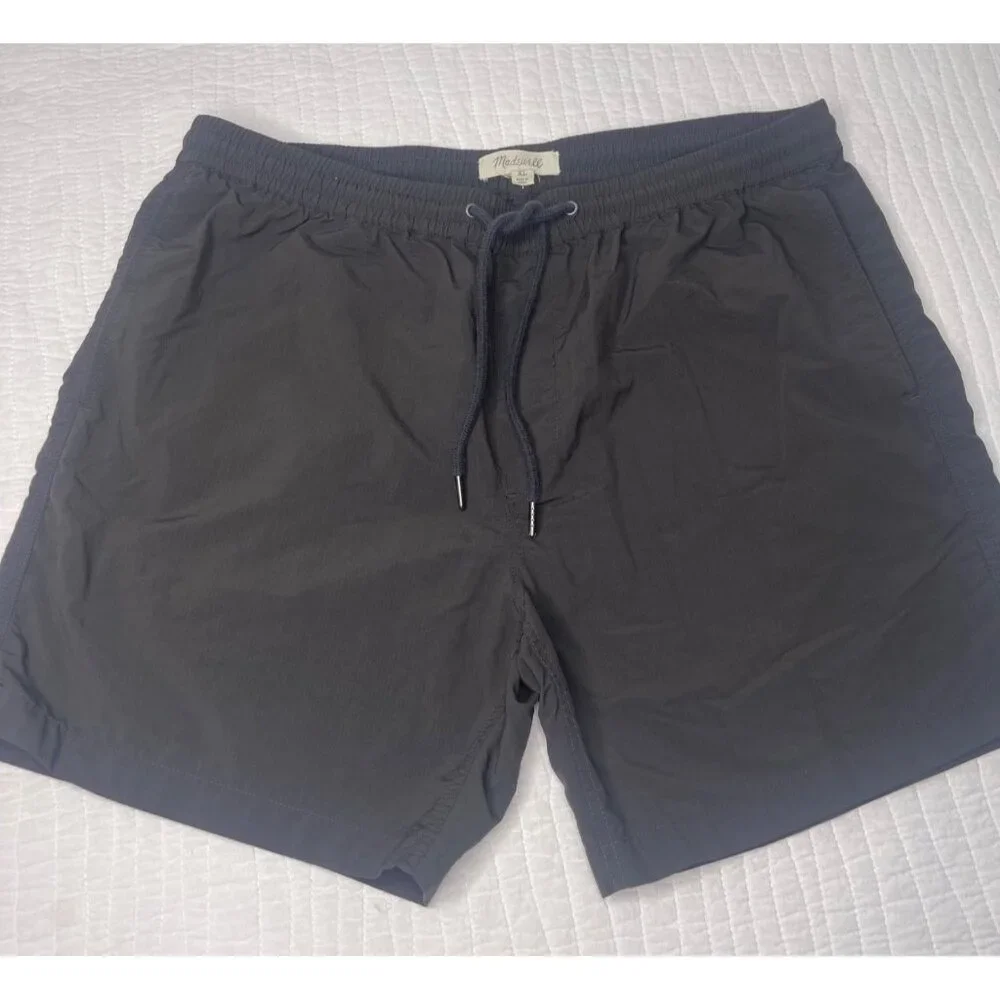 Madewell Mens Everywear Charcoal/Black Swim Casual Shorts XL Elastic Waist
